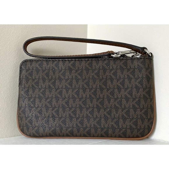 New Michael Kors Jet Set Travel Large top zip wristlet Brown / Tangerine Multi - Picture 3 of 4